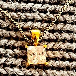 RSE Italy 925 Silver with Gold Faux Diamond Pendant Necklace Luxury Minimalist